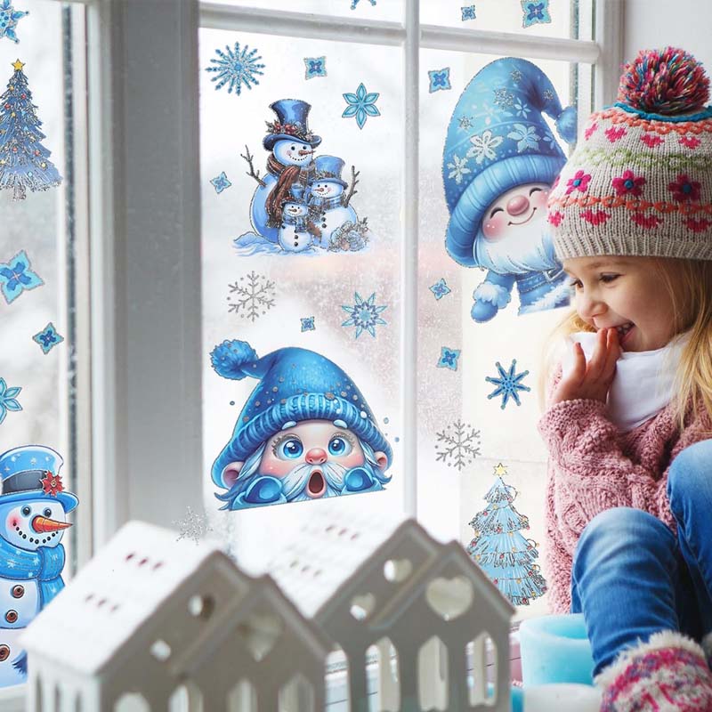 GlitzerFenster™ 9-teiliges Weihnachts Fenstersticker Set mit Glitzereffekt
