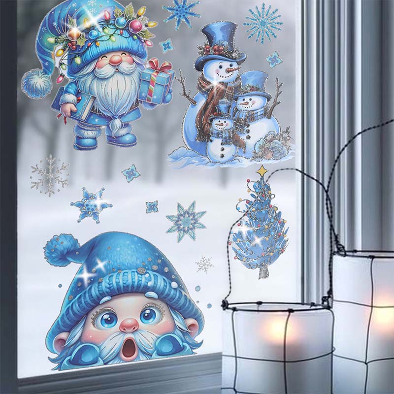 GlitzerFenster™ 9-teiliges Weihnachts Fenstersticker Set mit Glitzereffekt