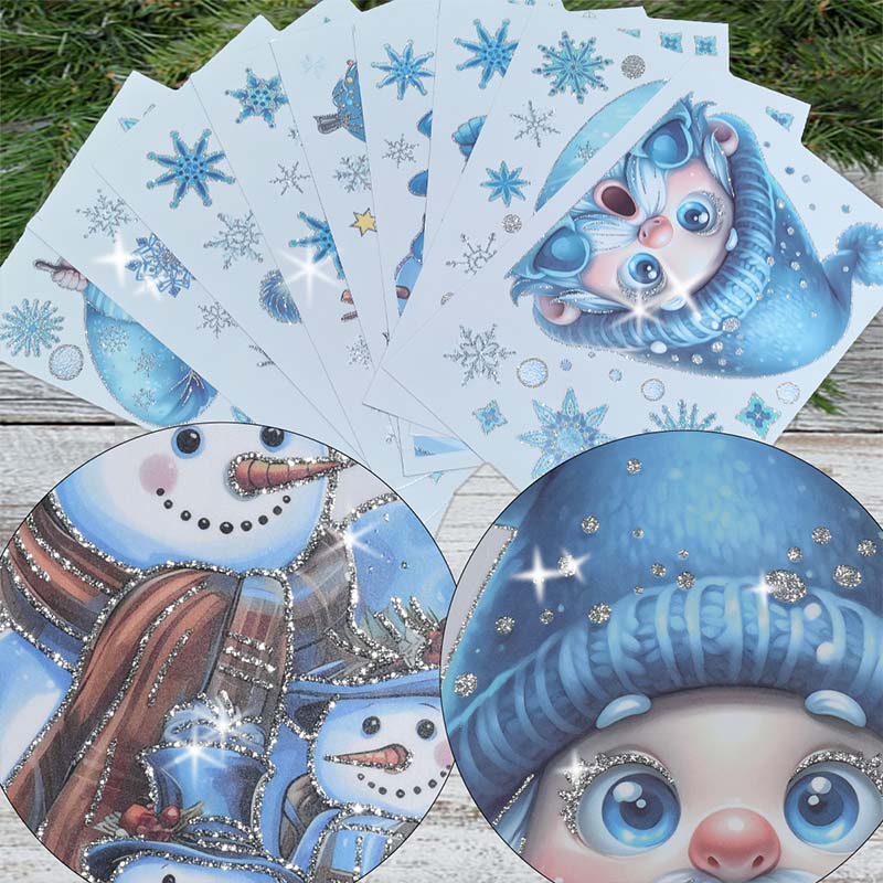 GlitzerFenster™ 9-teiliges Weihnachts Fenstersticker Set mit Glitzereffekt