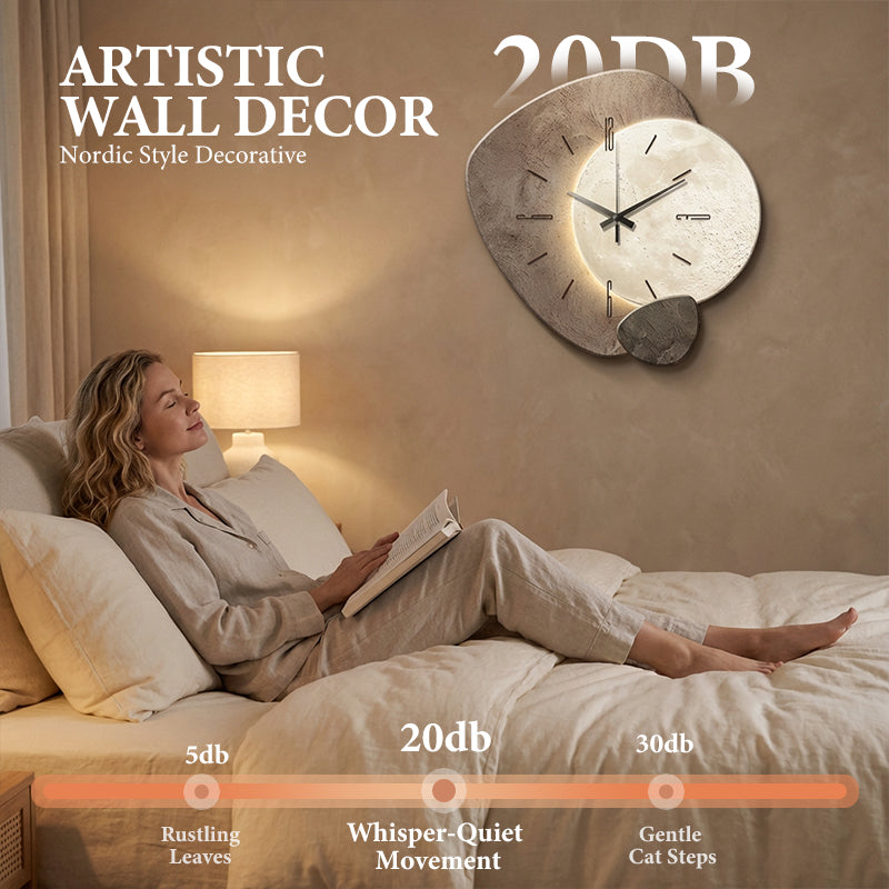 Luna™ Wanduhr | Nordic Design mit LED Hintergrundbeleuchtung & geräuschlosem Uhrwerk