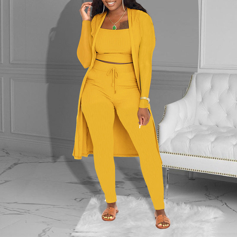 AluraFlow™ – Elegantes 3-teiliges Lounge-Set mit Top, Hose & Cardigan