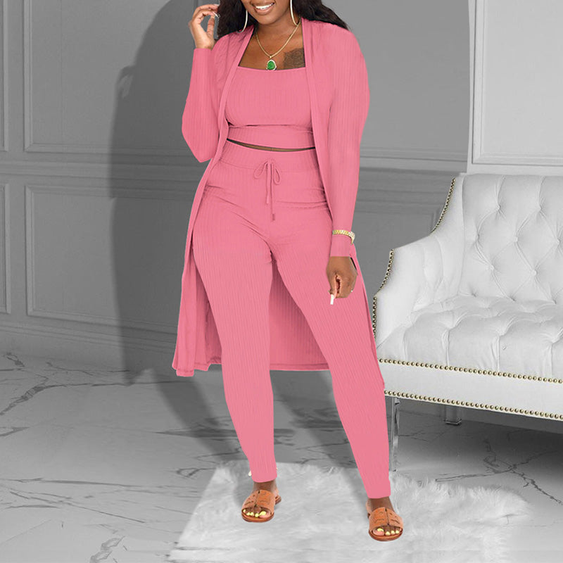 AluraFlow™ – Elegantes 3-teiliges Lounge-Set mit Top, Hose & Cardigan