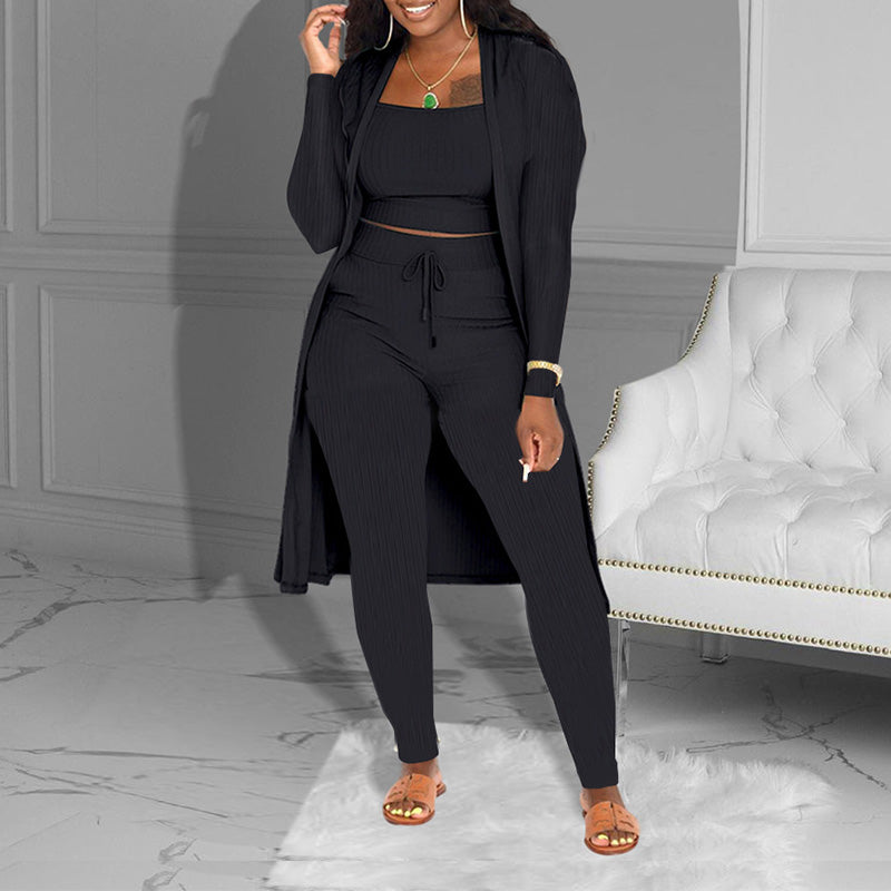 AluraFlow™ – Elegantes 3-teiliges Lounge-Set mit Top, Hose & Cardigan