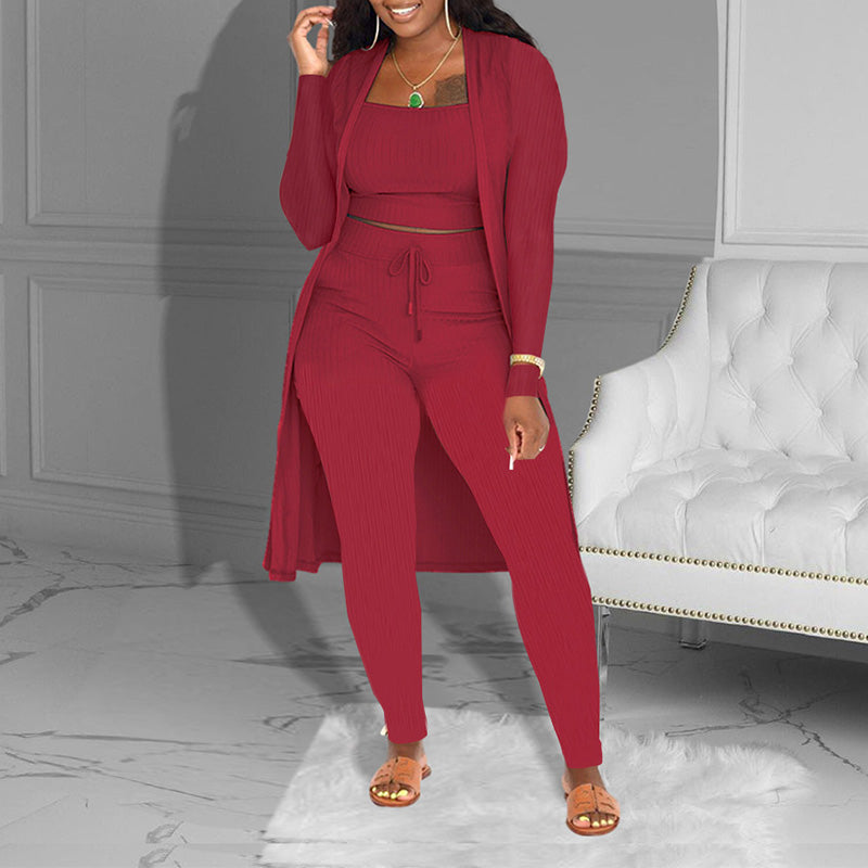 AluraFlow™ – Elegantes 3-teiliges Lounge-Set mit Top, Hose & Cardigan