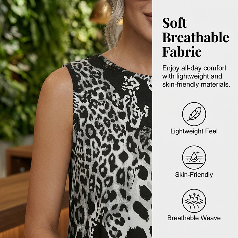 Leona™ Leoparden Midikleid | Ärmelloses Sommerkleid mit Animal Print