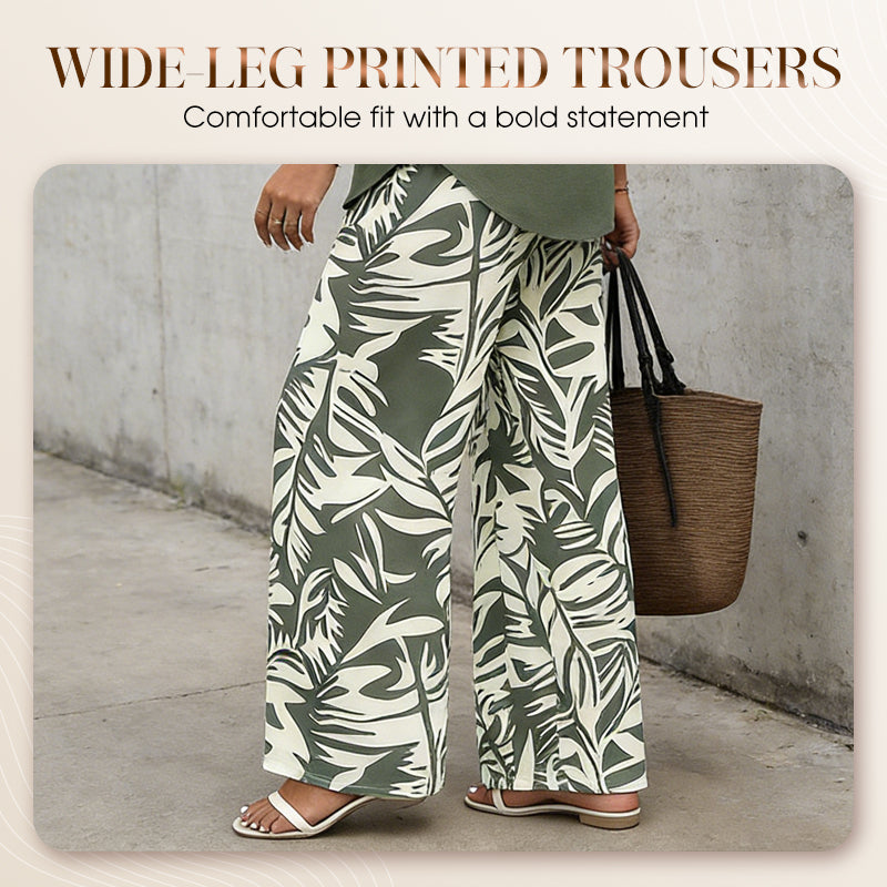 Liora™ Zweiteiliges Damen-Set mit V-Ausschnitt und weiter Print-Hose