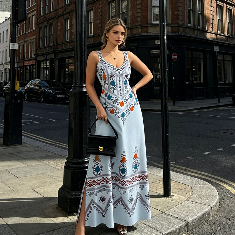 Amelina™ Ärmelloses Maxikleid mit V-Ausschnitt und floralem Print