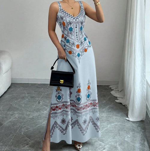 Amelina™ Ärmelloses Maxikleid mit V-Ausschnitt und floralem Print