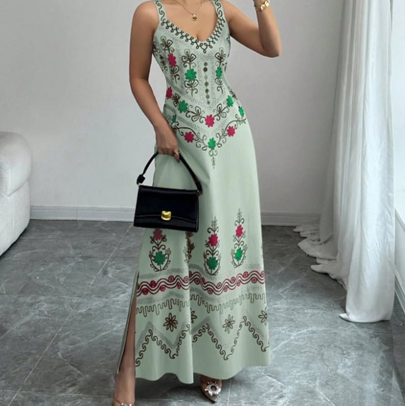 Amelina™ Ärmelloses Maxikleid mit V-Ausschnitt und floralem Print