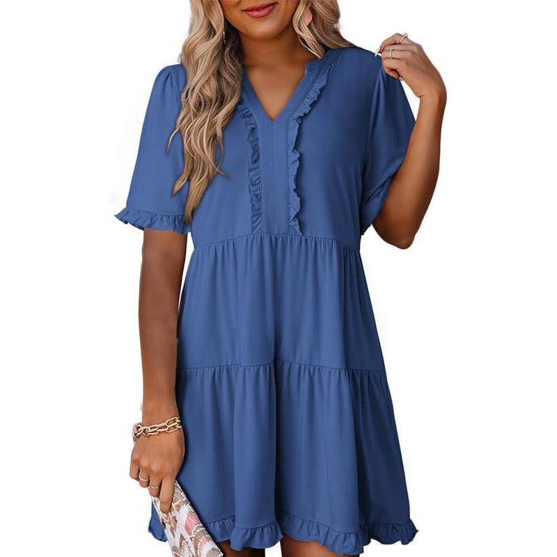 Frida™ Stufenkleid | Sommerkleid mit Rüschenbesatz & V-Ausschnitt in 13 Farben