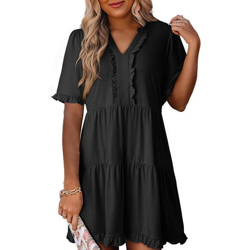 Frida™ Stufenkleid | Sommerkleid mit Rüschenbesatz & V-Ausschnitt in 13 Farben
