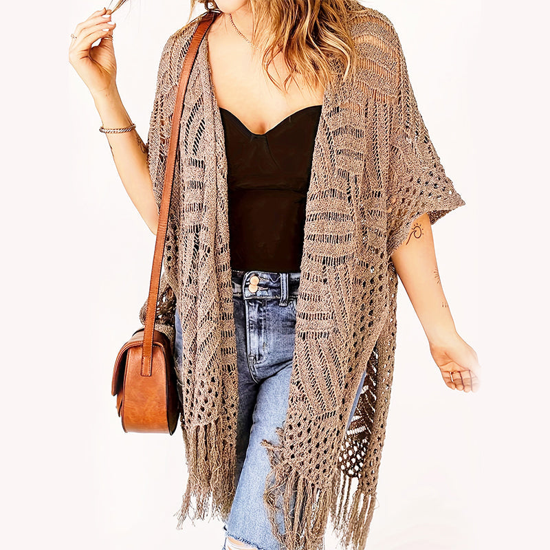 Sienna™ Leichter Strick Kimono mit Fransen im Boho Look