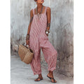StripeFlow™ Gestreifter Overall | Lässiger Spaghetti Träger Jumpsuit mit Ankle Ties