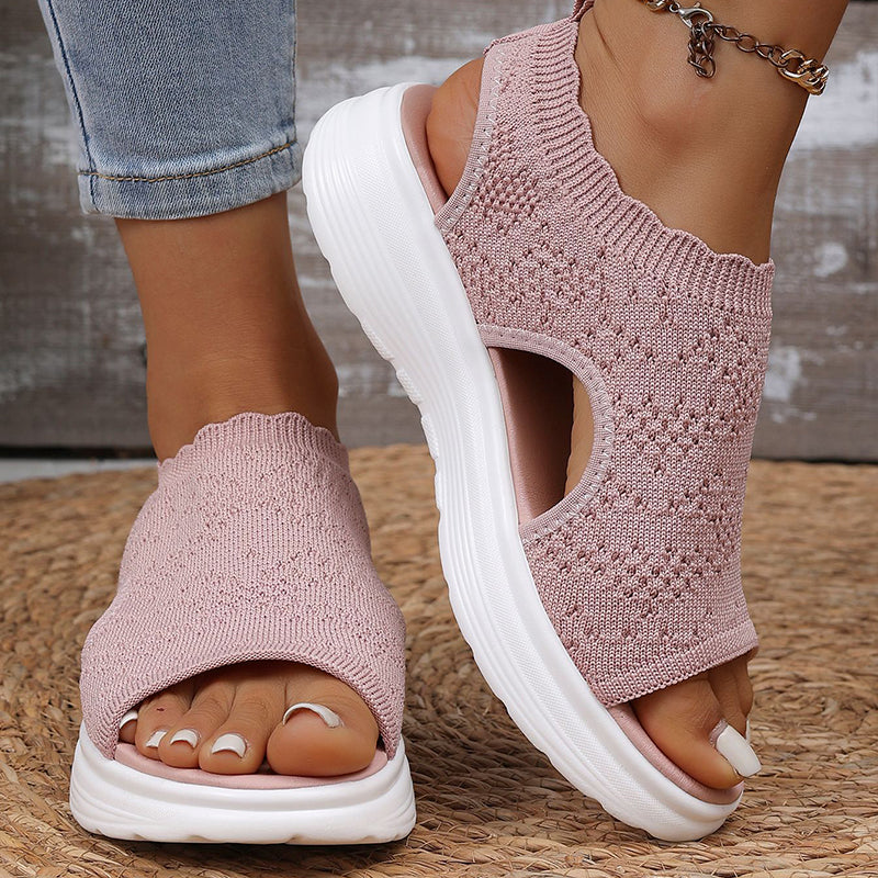 KnitStep™ Plateau Sandalen | Atmungsaktive Strick Sandalen mit Orthopädischer Fußstütze