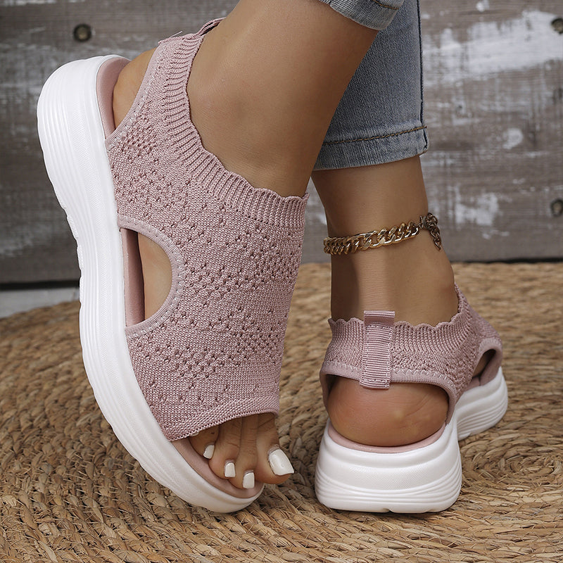 KnitStep™ Plateau Sandalen | Atmungsaktive Strick Sandalen mit Orthopädischer Fußstütze