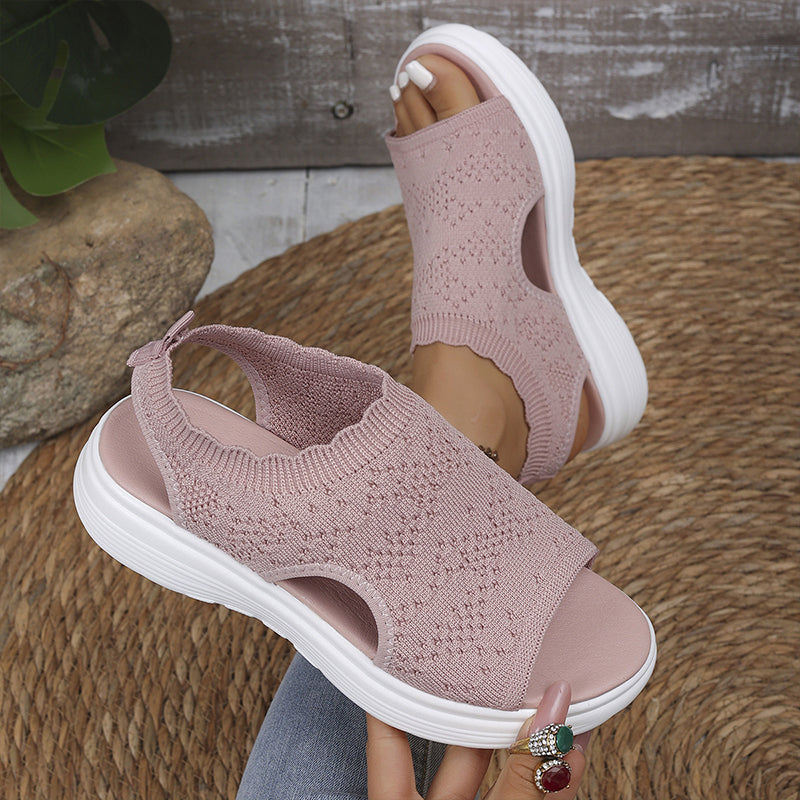 KnitStep™ Plateau Sandalen | Atmungsaktive Strick Sandalen mit Orthopädischer Fußstütze