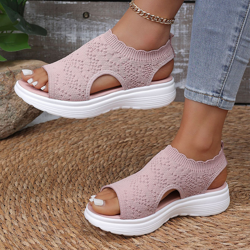 KnitStep™ Plateau Sandalen | Atmungsaktive Strick Sandalen mit Orthopädischer Fußstütze
