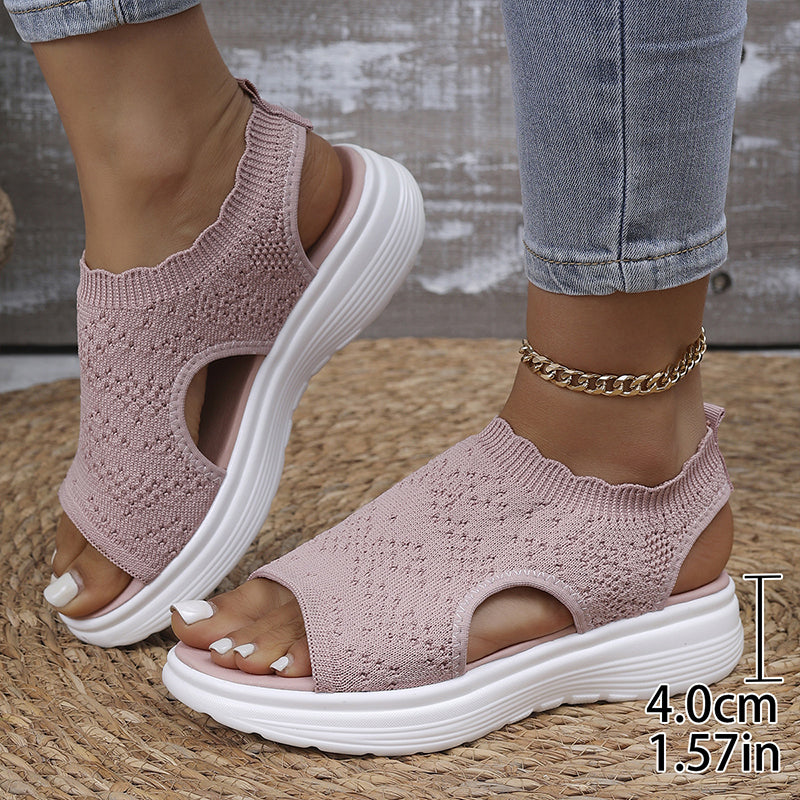 KnitStep™ Plateau Sandalen | Atmungsaktive Strick Sandalen mit Orthopädischer Fußstütze