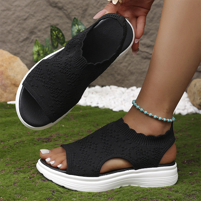KnitStep™ Plateau Sandalen | Atmungsaktive Strick Sandalen mit Orthopädischer Fußstütze