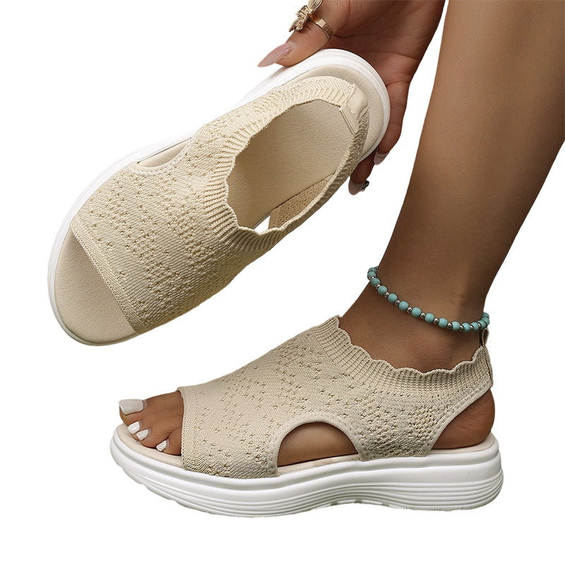KnitStep™ Plateau Sandalen | Atmungsaktive Strick Sandalen mit Orthopädischer Fußstütze