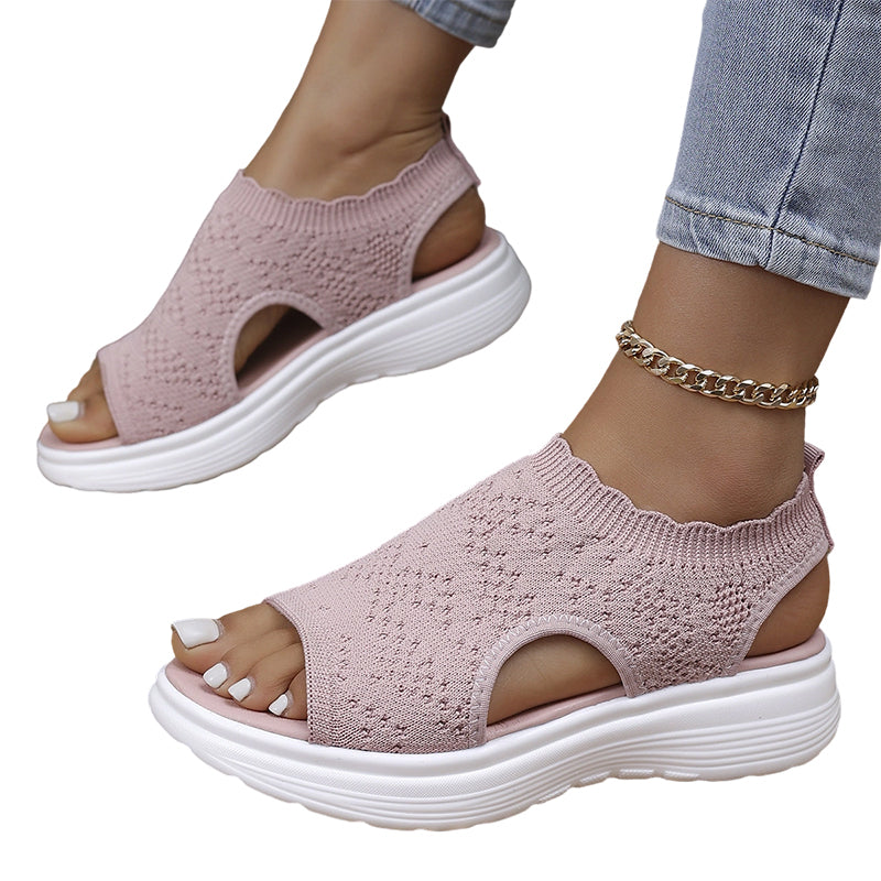 KnitStep™ Plateau Sandalen | Atmungsaktive Strick Sandalen mit Orthopädischer Fußstütze
