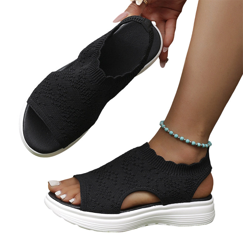 KnitStep™ Plateau Sandalen | Atmungsaktive Strick Sandalen mit Orthopädischer Fußstütze
