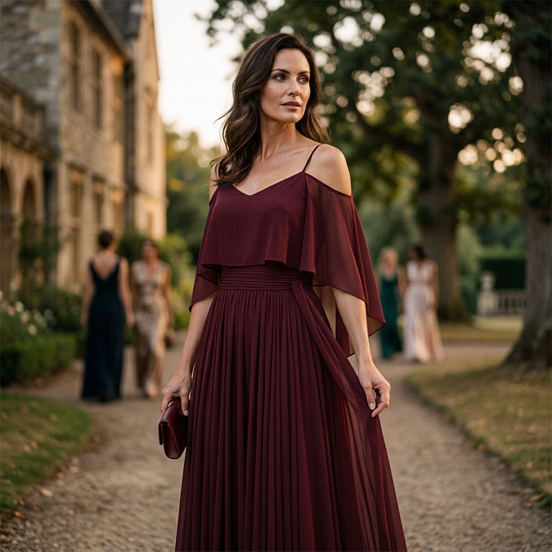 Seraphina™ Fließendes Maxikleid mit offenen Schultern und weitem Rock