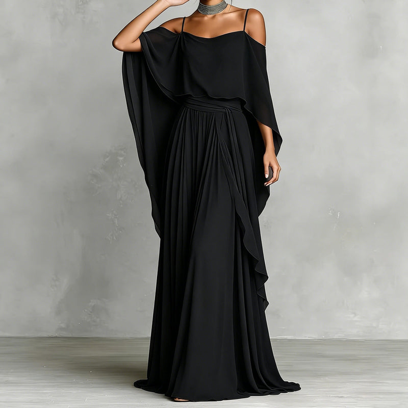 Seraphina™ Fließendes Maxikleid mit offenen Schultern und weitem Rock