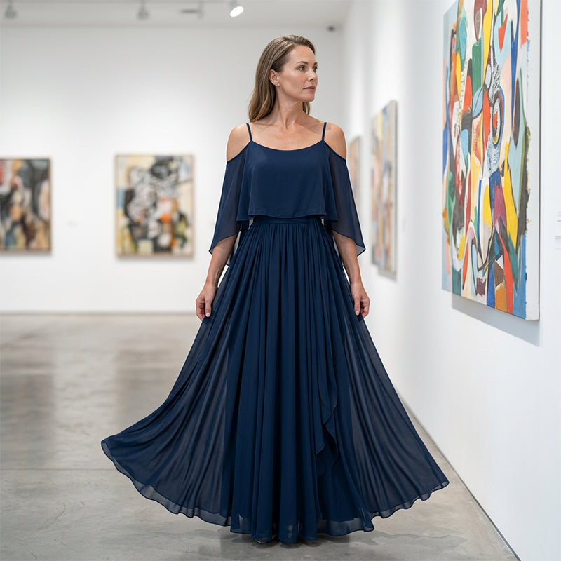 Seraphina™ Fließendes Maxikleid mit offenen Schultern und weitem Rock