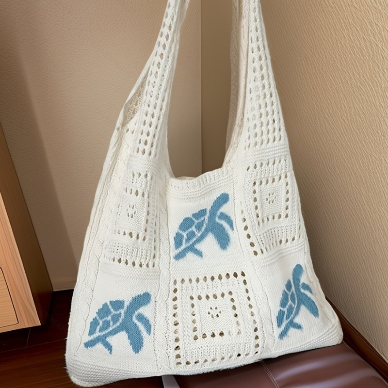 Marisella™ Handgefertigte Häkeltasche mit Schildkrötenmotiv und Strandgefühl
