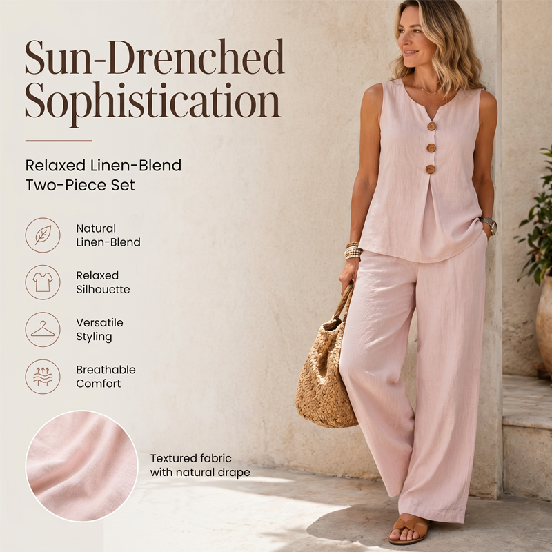 Avelina™ Luftiges Damen Set mit ärmellosem Oberteil und weiter Hose