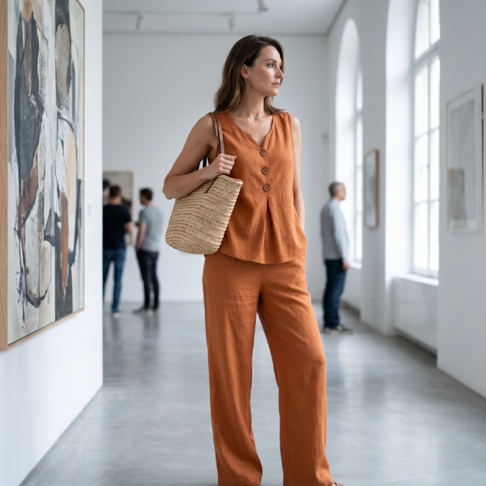 Avelina™ Luftiges Damen Set mit ärmellosem Oberteil und weiter Hose