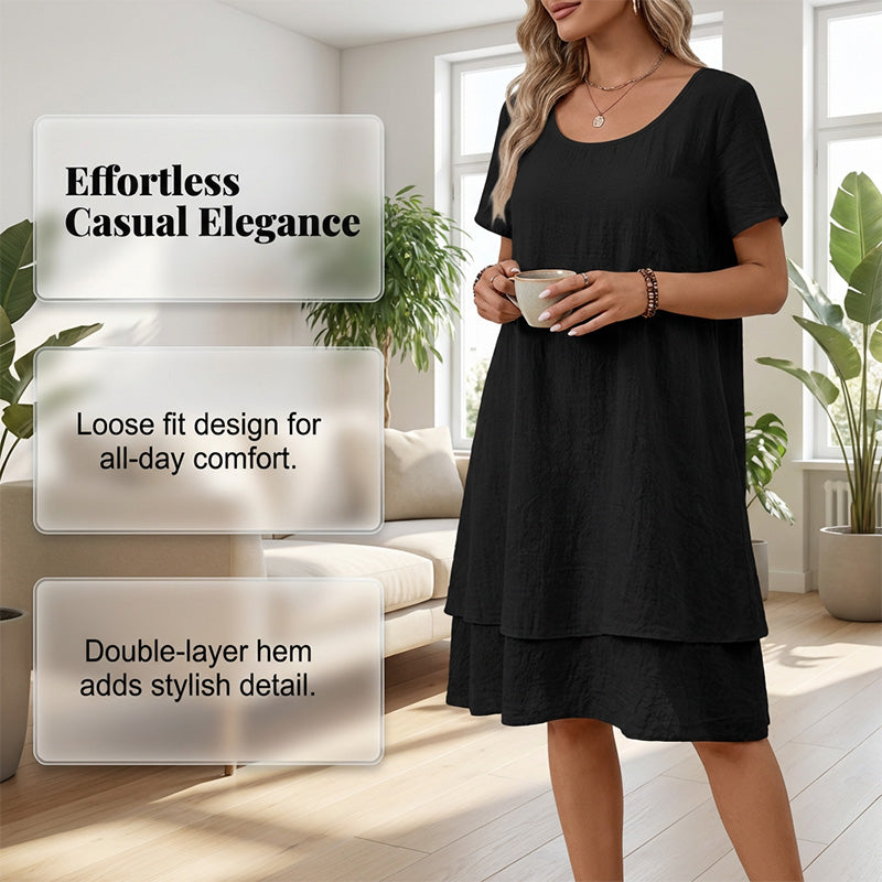 Malvena™ Luftiges Stufenkleid mit kurzen Ärmeln und lockerem Schnitt