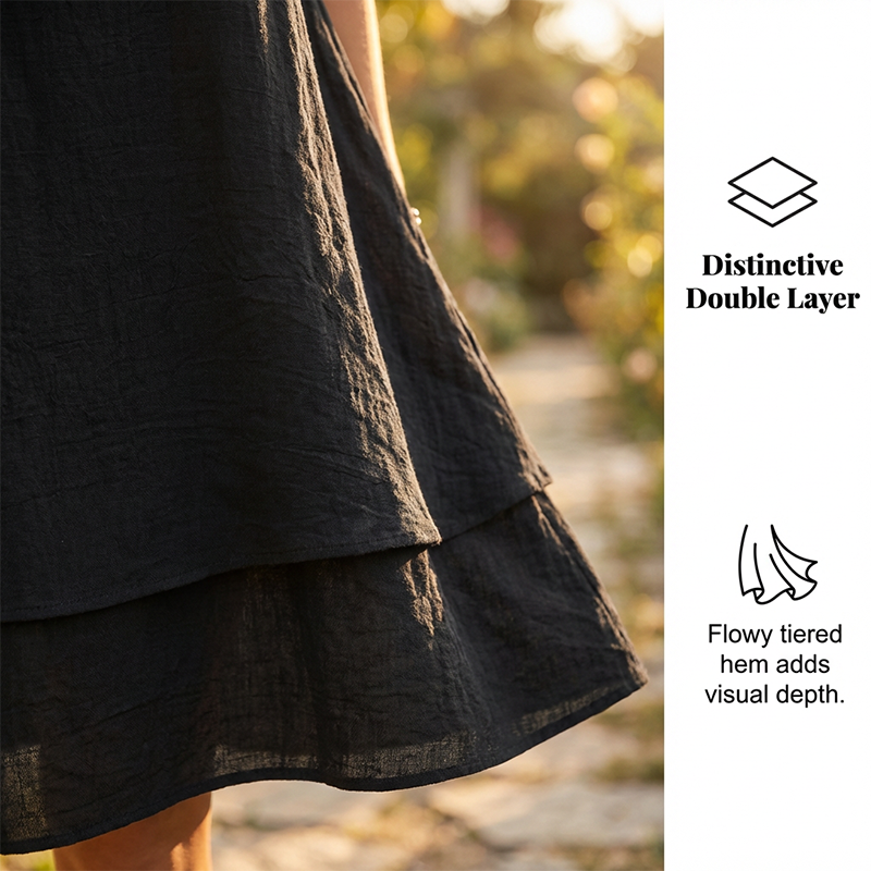 Malvena™ Luftiges Stufenkleid mit kurzen Ärmeln und lockerem Schnitt