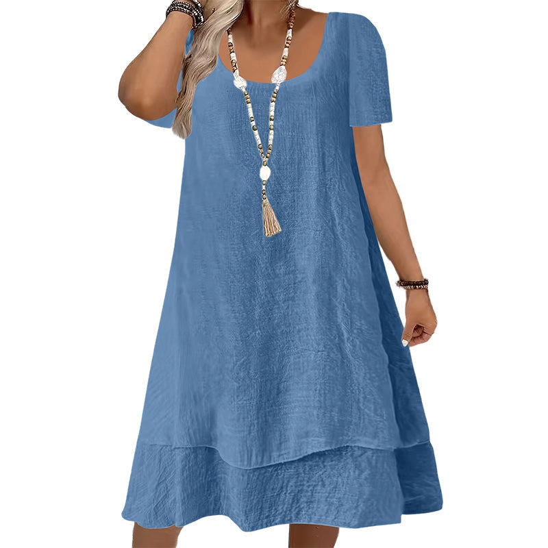 Malvena™ Luftiges Stufenkleid mit kurzen Ärmeln und lockerem Schnitt