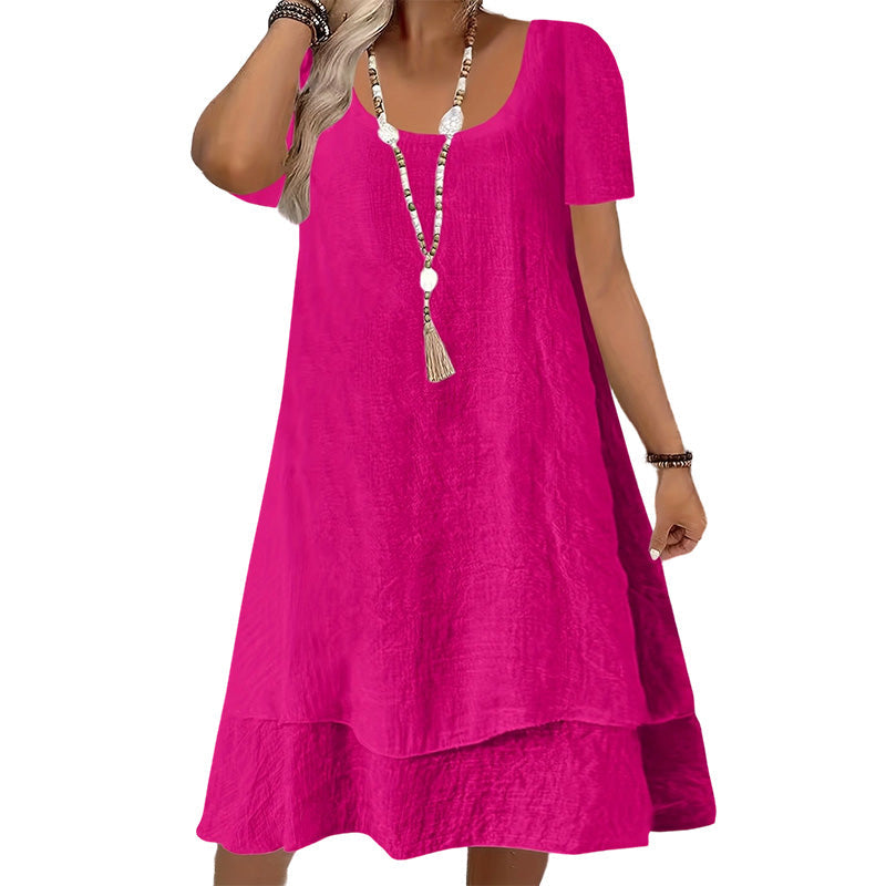 Malvena™ Luftiges Stufenkleid mit kurzen Ärmeln und lockerem Schnitt