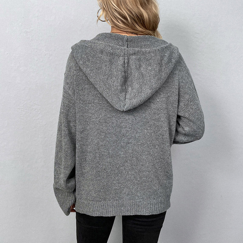 Mirella™ Weiche Strickjacke mit Kapuze und Knopfverschluss