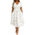 Rosavelle™ Florales Midikleid mit V Ausschnitt, Wickeloptik und Seitentaschen