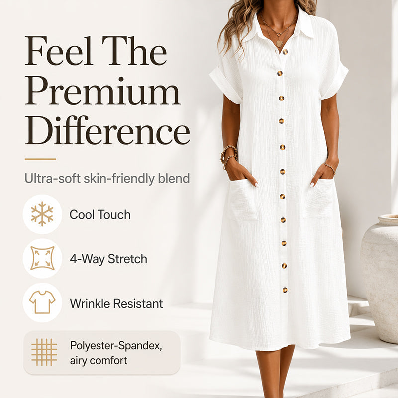 Celestina™ Luftiges Hemdkleid mit Knopfleiste, Kragen und Seitentaschen