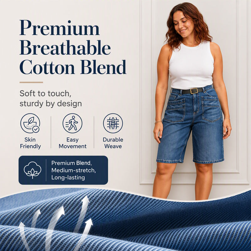 Nerissa™ Damen Bermuda Jeans mit geradem Bein und Stretch Komfort