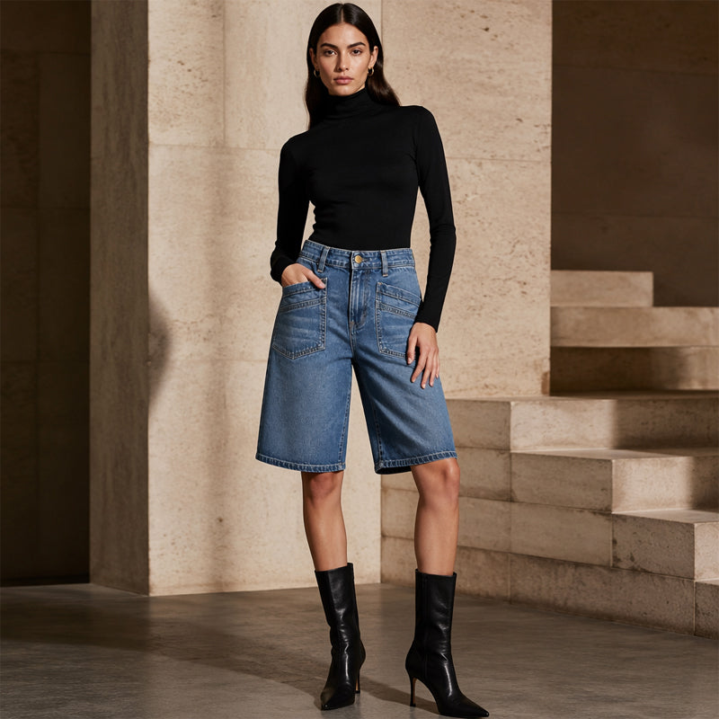 Nerissa™ Damen Bermuda Jeans mit geradem Bein und Stretch Komfort