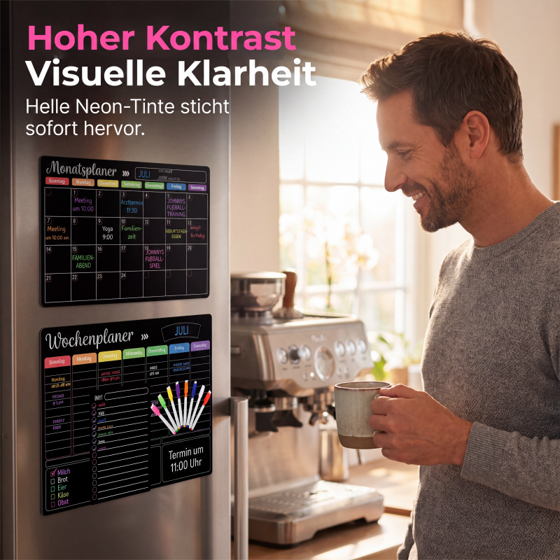Planiva™ Magnetisches Familienplaner Set für Kühlschrank mit abwischbaren Markern