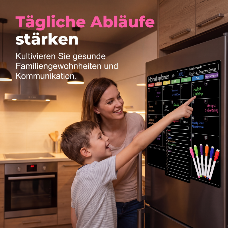 Planiva™ Magnetisches Familienplaner Set für Kühlschrank mit abwischbaren Markern
