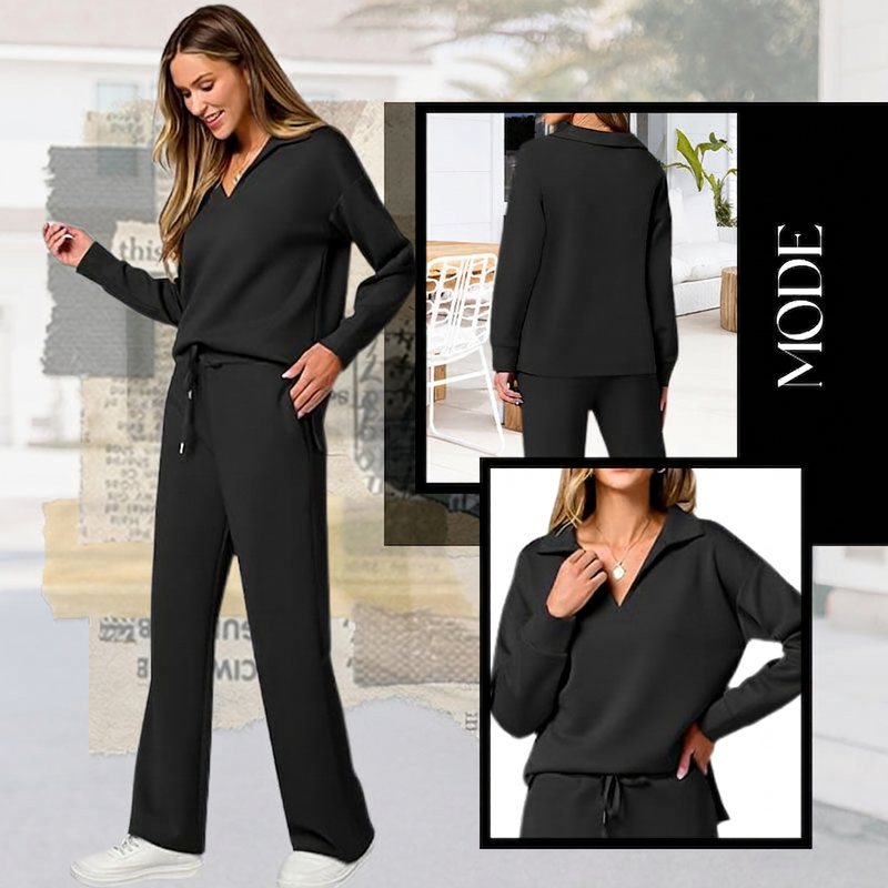 Velmira™ Legeres Damen Zweiteiler Set mit Langarm Oberteil und Hose