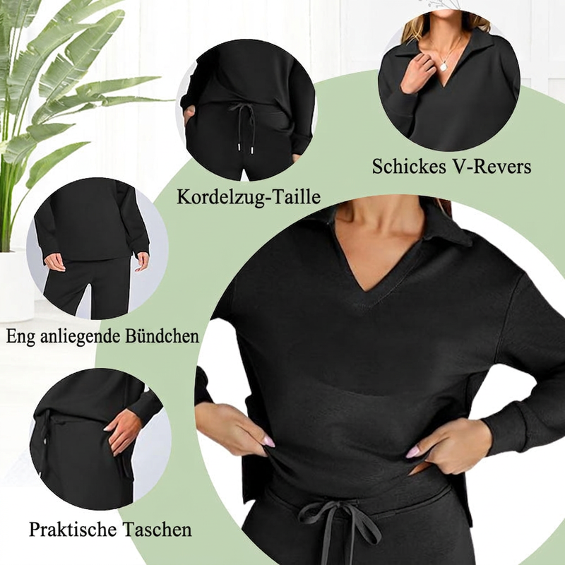 Velmira™ Legeres Damen Zweiteiler Set mit Langarm Oberteil und Hose