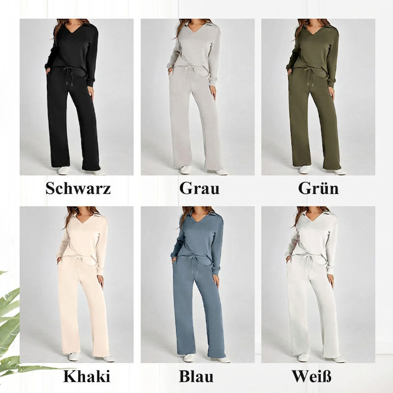 Velmira™ Legeres Damen Zweiteiler Set mit Langarm Oberteil und Hose