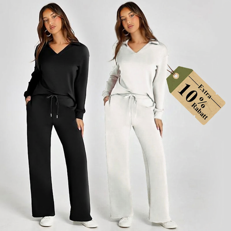 Velmira™ Legeres Damen Zweiteiler Set mit Langarm Oberteil und Hose