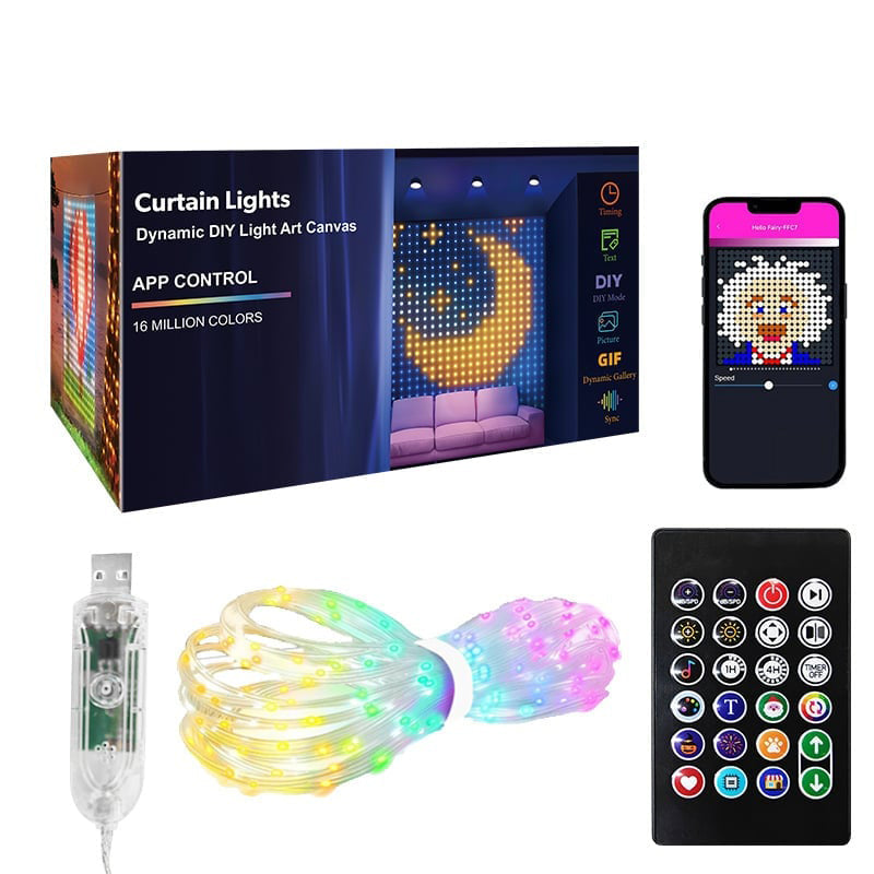 LumiCurtain™ Smarter LED Lichtvorhang mit App und Musikmodus