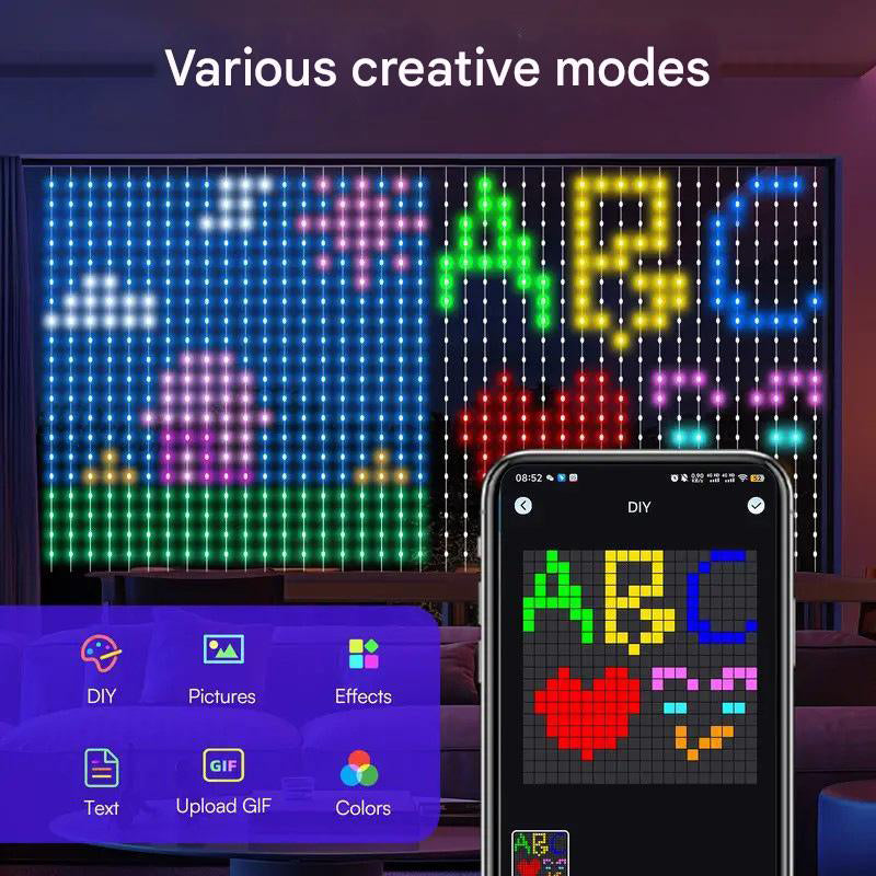 LumiCurtain™ Smarter LED Lichtvorhang mit App und Musikmodus