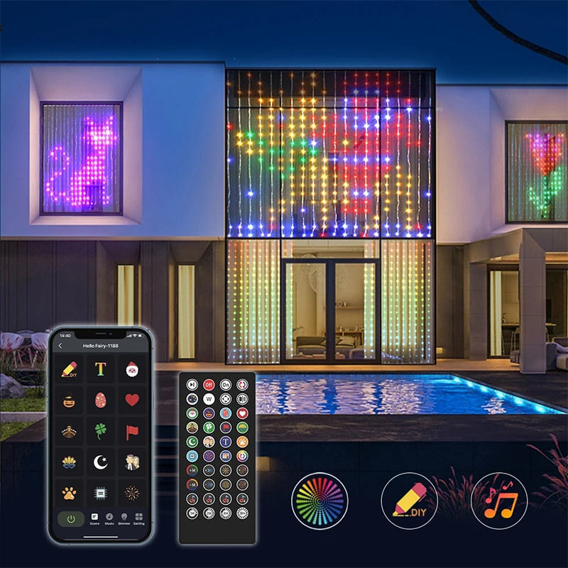 LumiCurtain™ Smarter LED Lichtvorhang mit App und Musikmodus